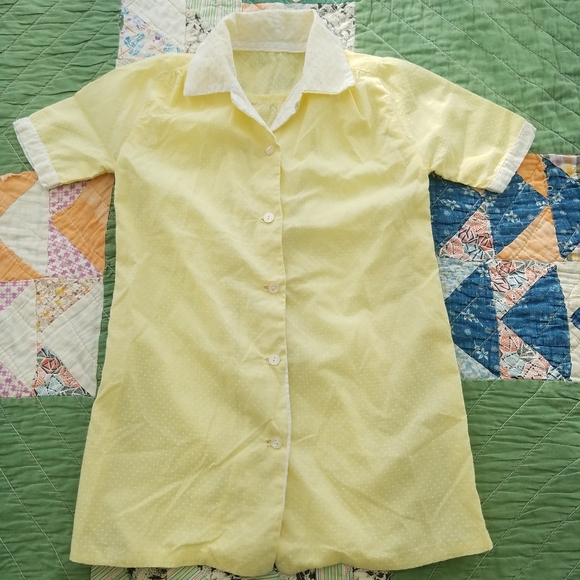 Other - Vintage Child's Yellow White Spring Dress 50s 60s